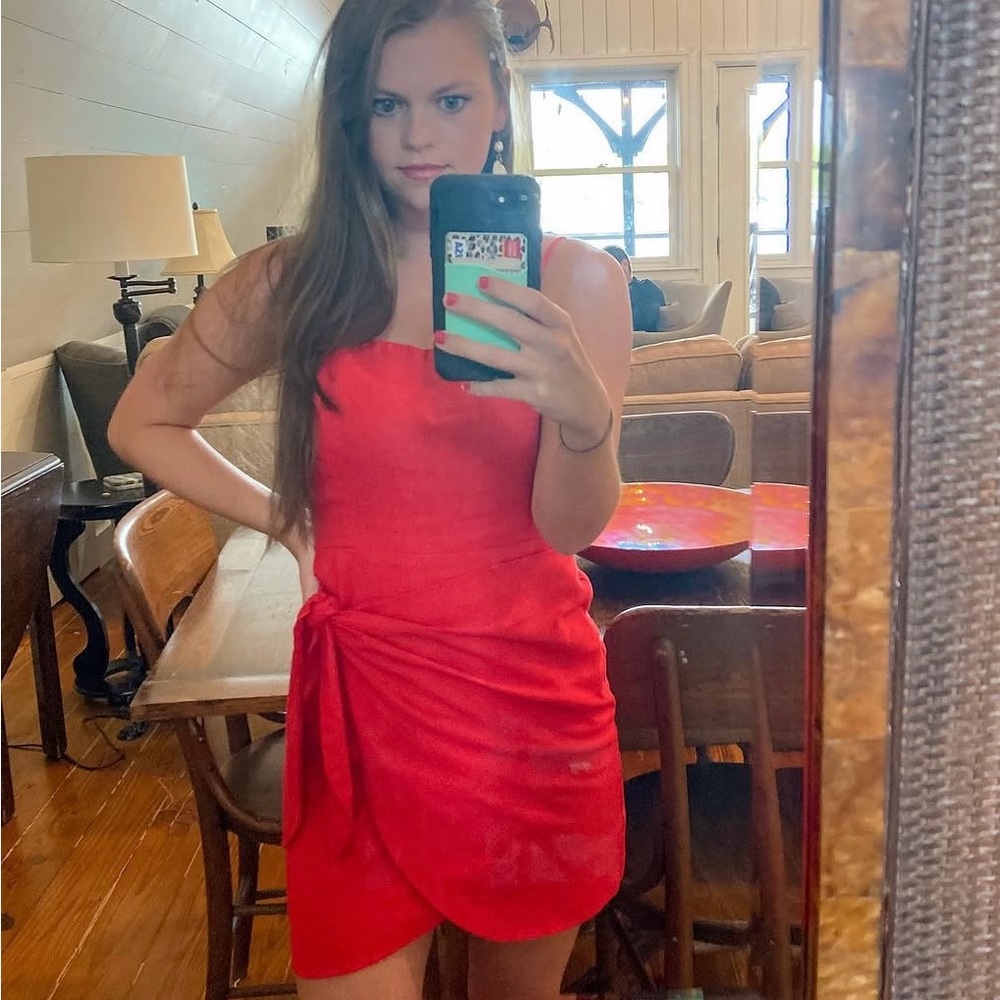 Red Tie-Detail romper